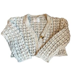Zara Knit Open Weave Button Cardigan Sweater Girls Gray Size 9